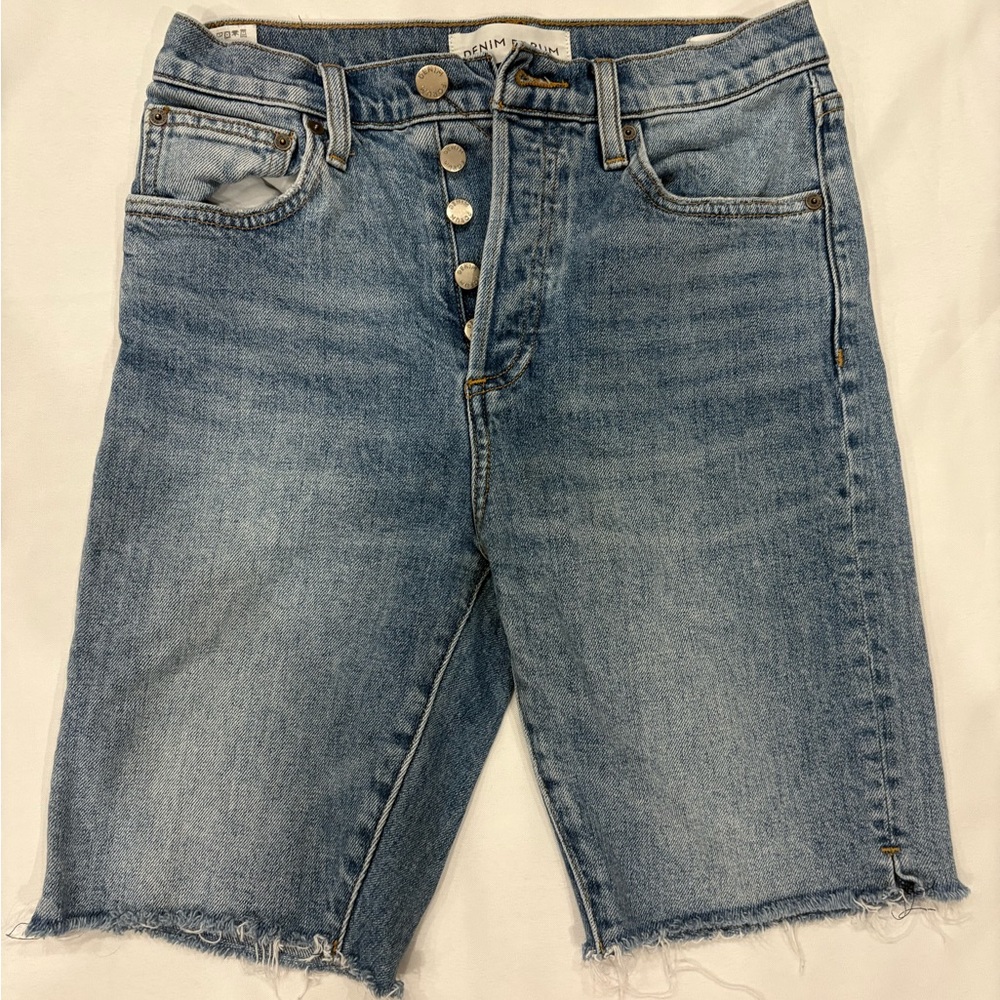 Denim Forum Light Blue Denim Shorts with Contrast Stitching